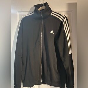 Adidas Track Jacket Zip Black Trefoil Three Stripe